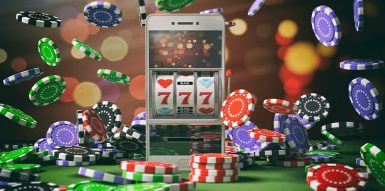 Žetoni, mobilna aplikacija s pokrenutom casino igrom. Dobitak 777.